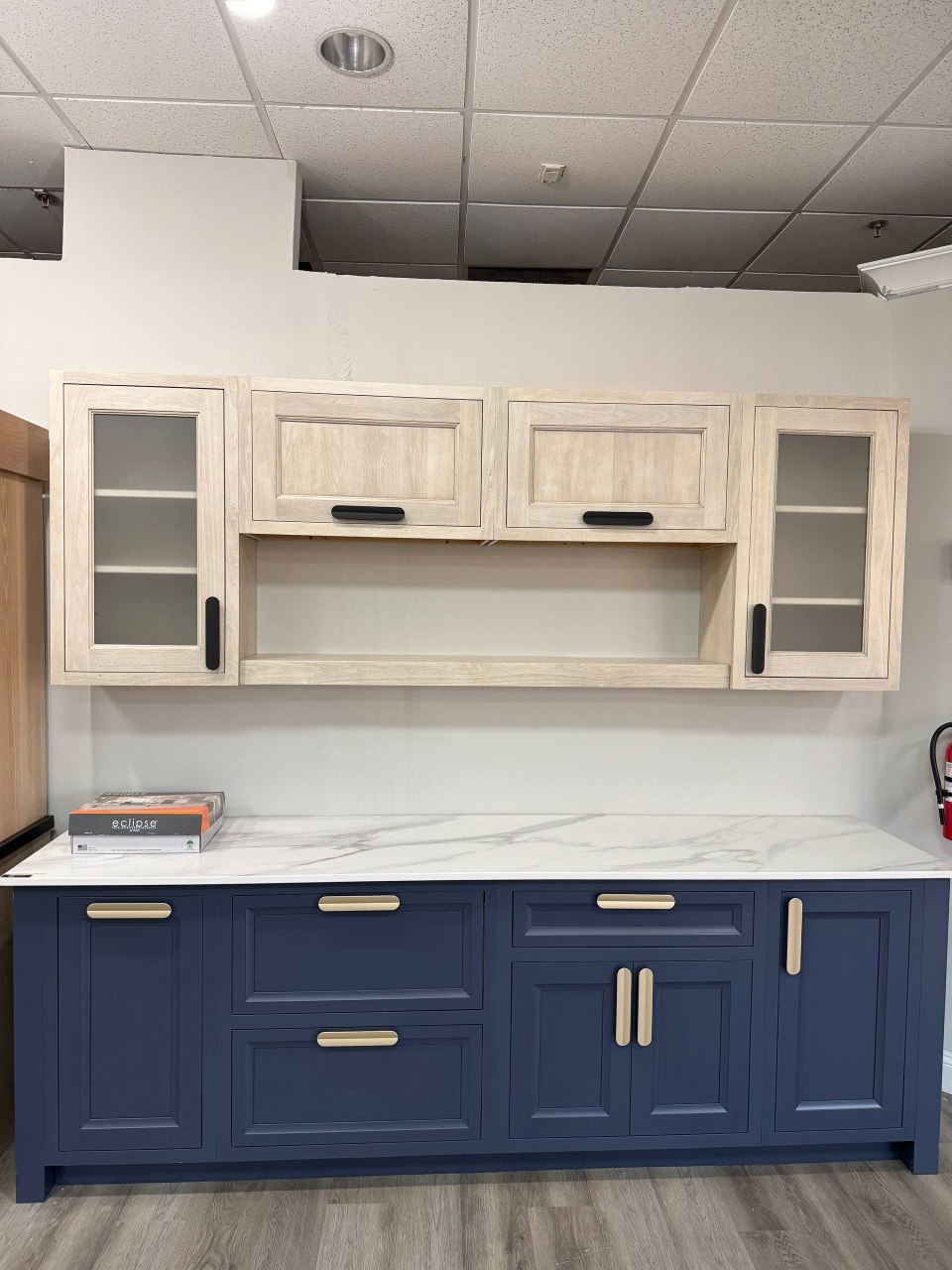 Modern White Kitchen with Herringbone Floors - Before